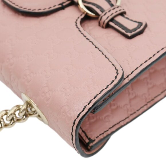 Gucci  Emily Mini GG Leather Chain Shoulder Bag Pink 449636 - Picture 5 of 12